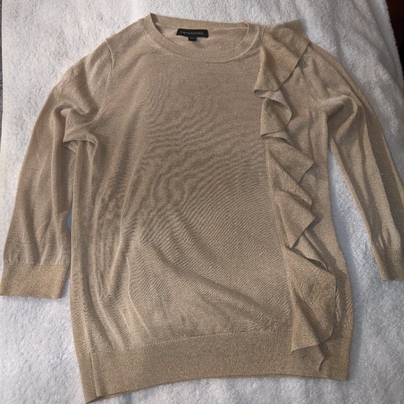 Banana Republic Gold Metallic Ruffle Sweater